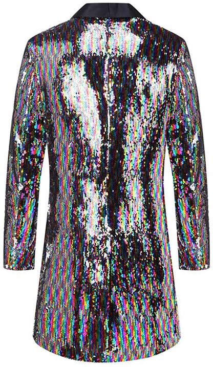 Men's Pink Stylish Shiny Sequins Long Sleeve Blazer Suit Jacket