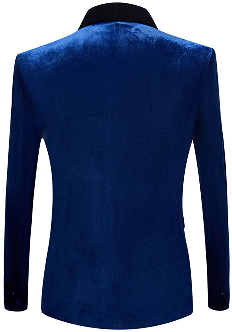 Men's Blue Fashion Velvet Slim Fit Blazer