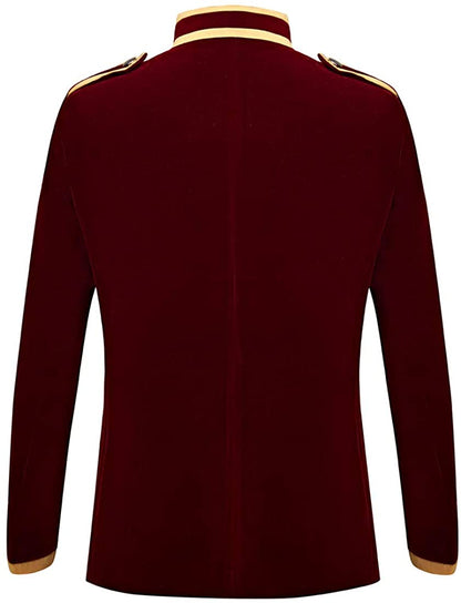 Prince Stylish Court Wine Red Velvet Embroidery Blazer