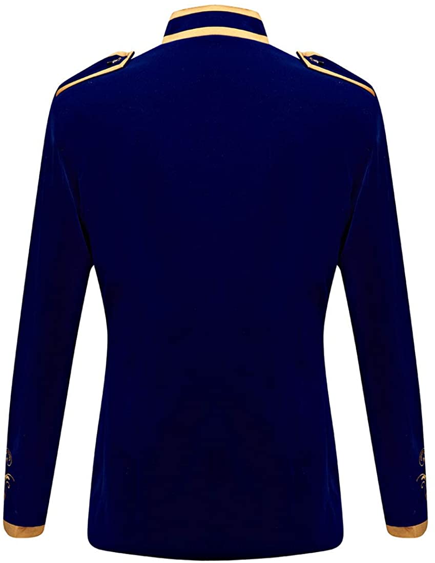 Prince Stylish Court Blue Velvet Embroidery Blazer