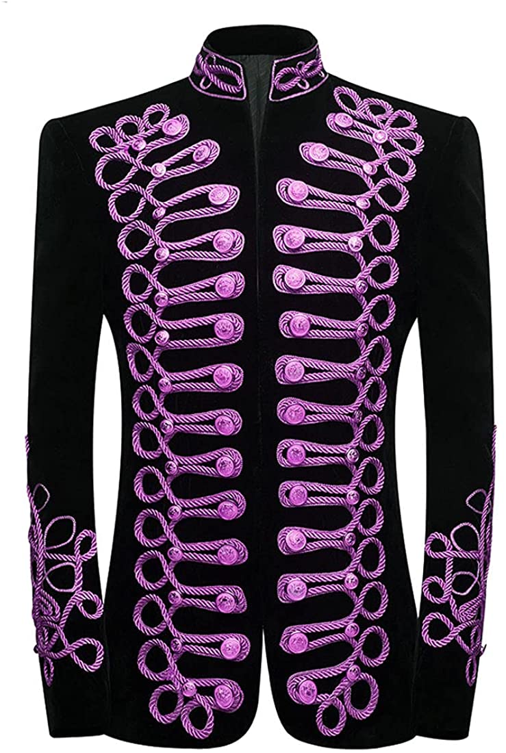 Prince Stylish Court Purple Velvet Embroidery Blazer