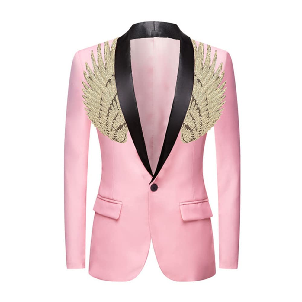 Pink  Men's Sequin Costume Performance Blazer