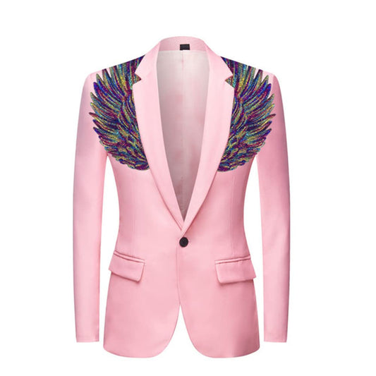 Pink Men's Sequin Costume Performance Blazer