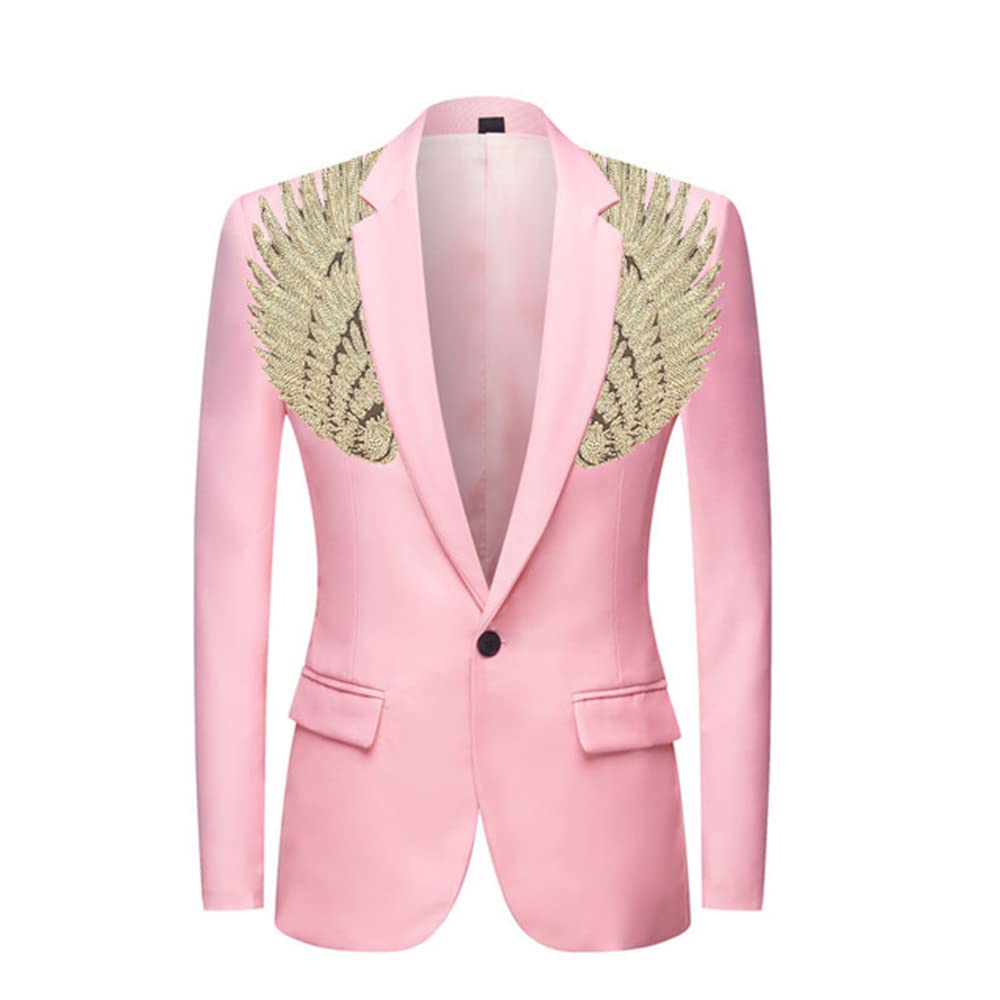 Pink  Men's Sequin Costume Performance Blazer