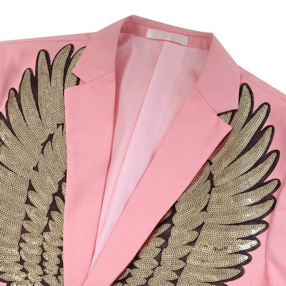 Pink  Men's Sequin Costume Performance Blazer