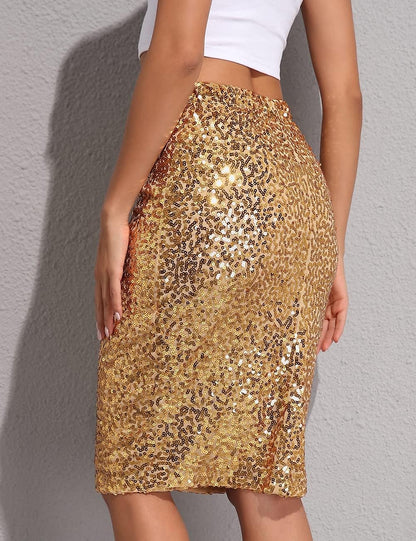 Designer Sequin Glitter Royal Blue High Waist Pencil Skirt