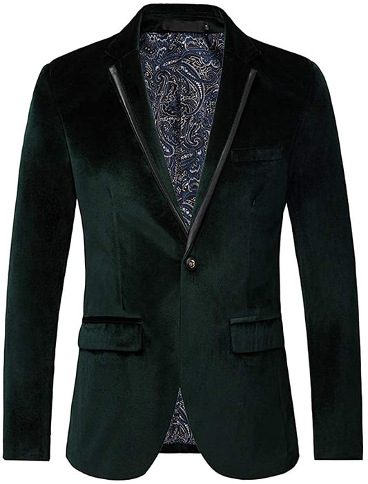 Men's Hunter Green Velvet Long Sleeve Sports Blazer