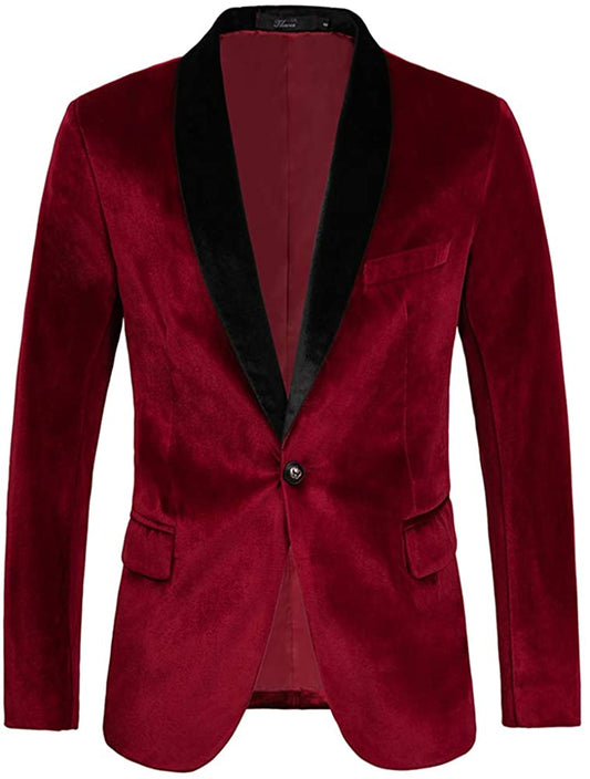 Men's Red Velvet Long Sleeve Sports Blazer