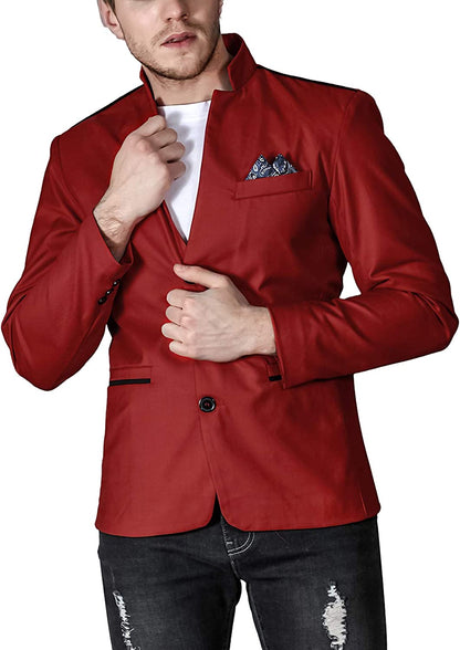 Walter Red Stand Collar Casual Men's Blazer