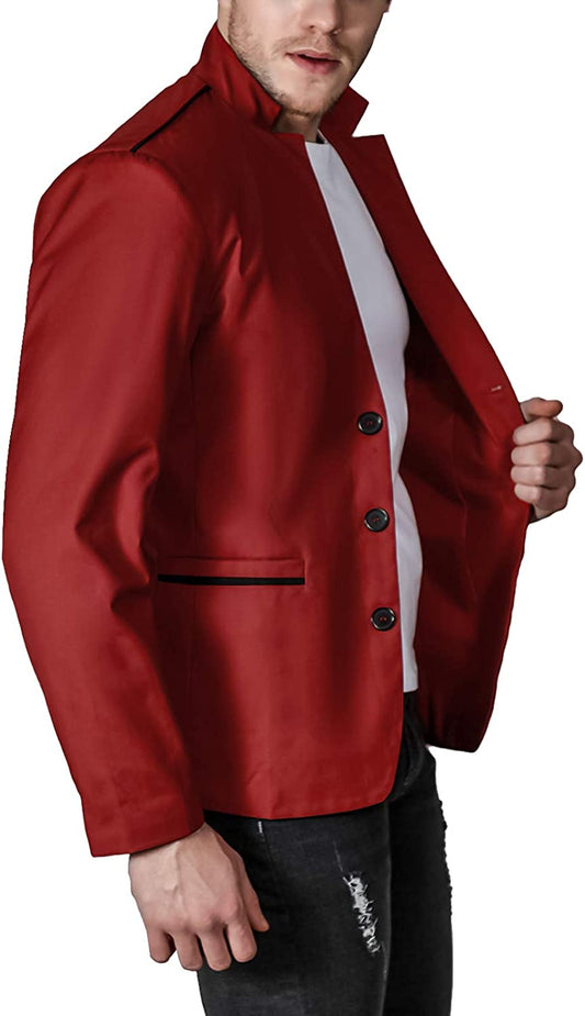 Walter Red Stand Collar Casual Men's Blazer