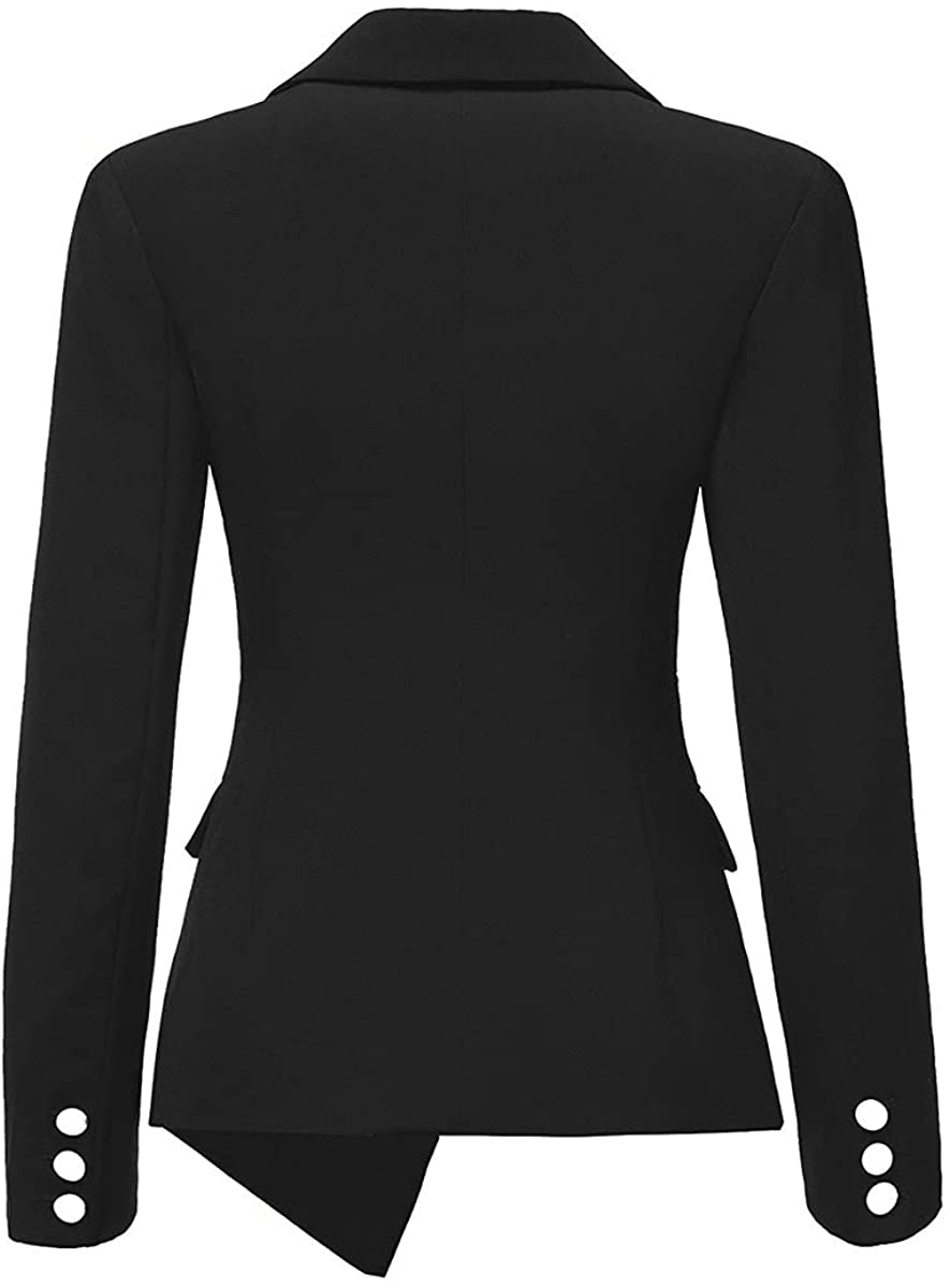 Casual Lapel Black Long Sleeve Asymmetrical Blazer Jacket