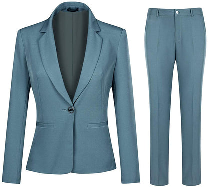 Sophisticated Light Blue 2pc Office Work Blazer and Pants Set