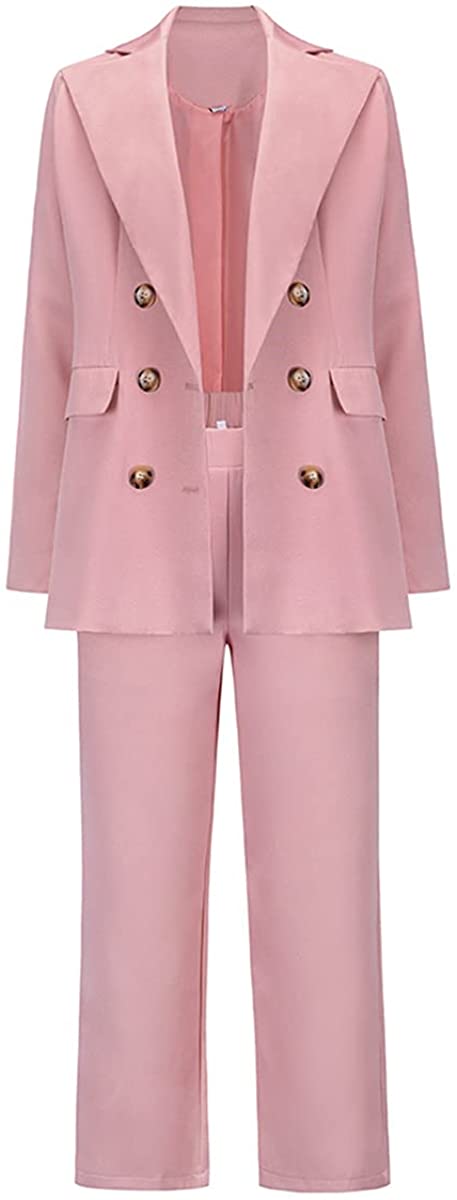 Womne's Pink Open Front Long Sleeve 2 Piece Outfit Suits Set