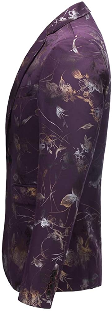 Men's Stylish Slim Fit Purple Floral Printed Blazer