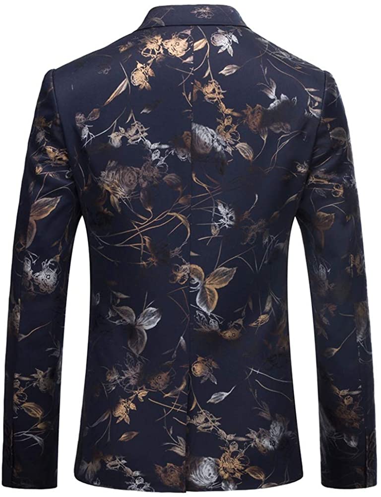 Men's Stylish Slim Fit Blue Floral Printed Blazer