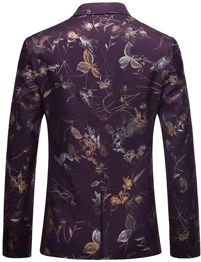 Men's Stylish Slim Fit Purple Floral Printed Blazer