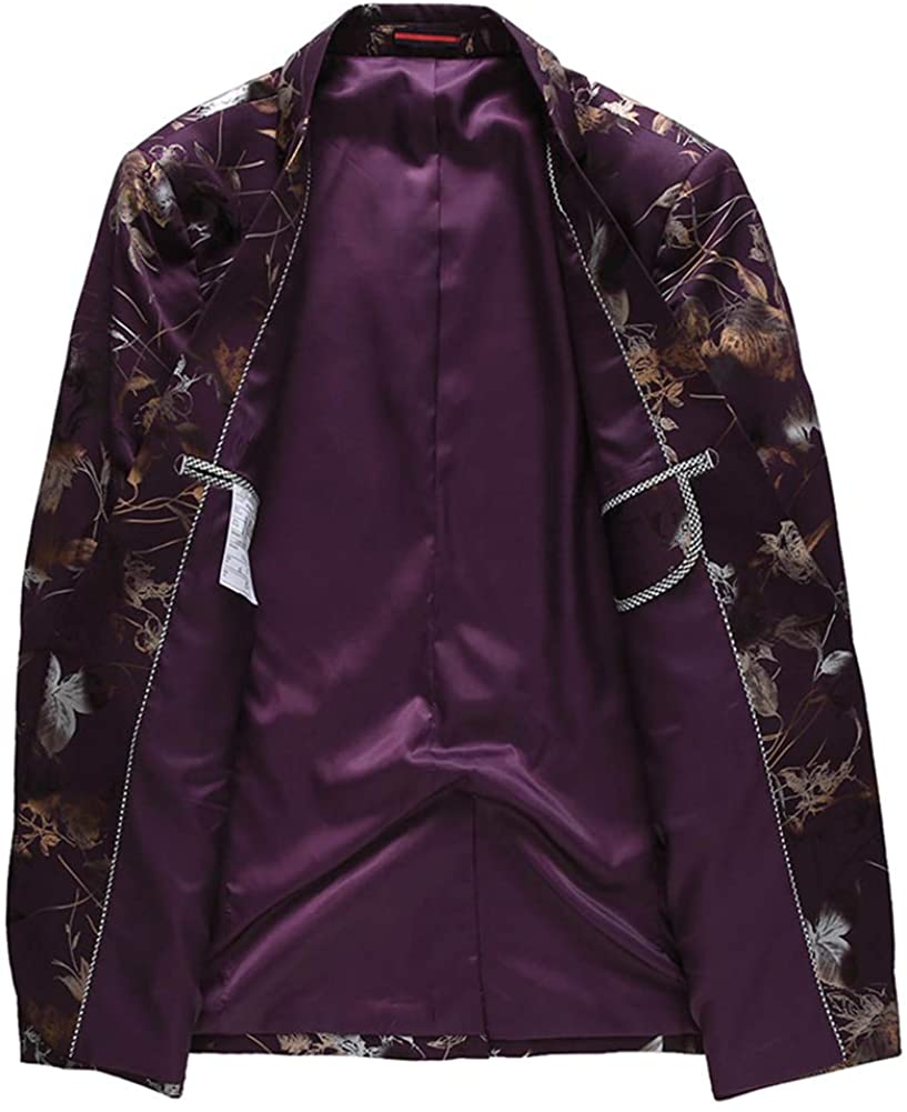 Men's Stylish Slim Fit Purple Floral Printed Blazer