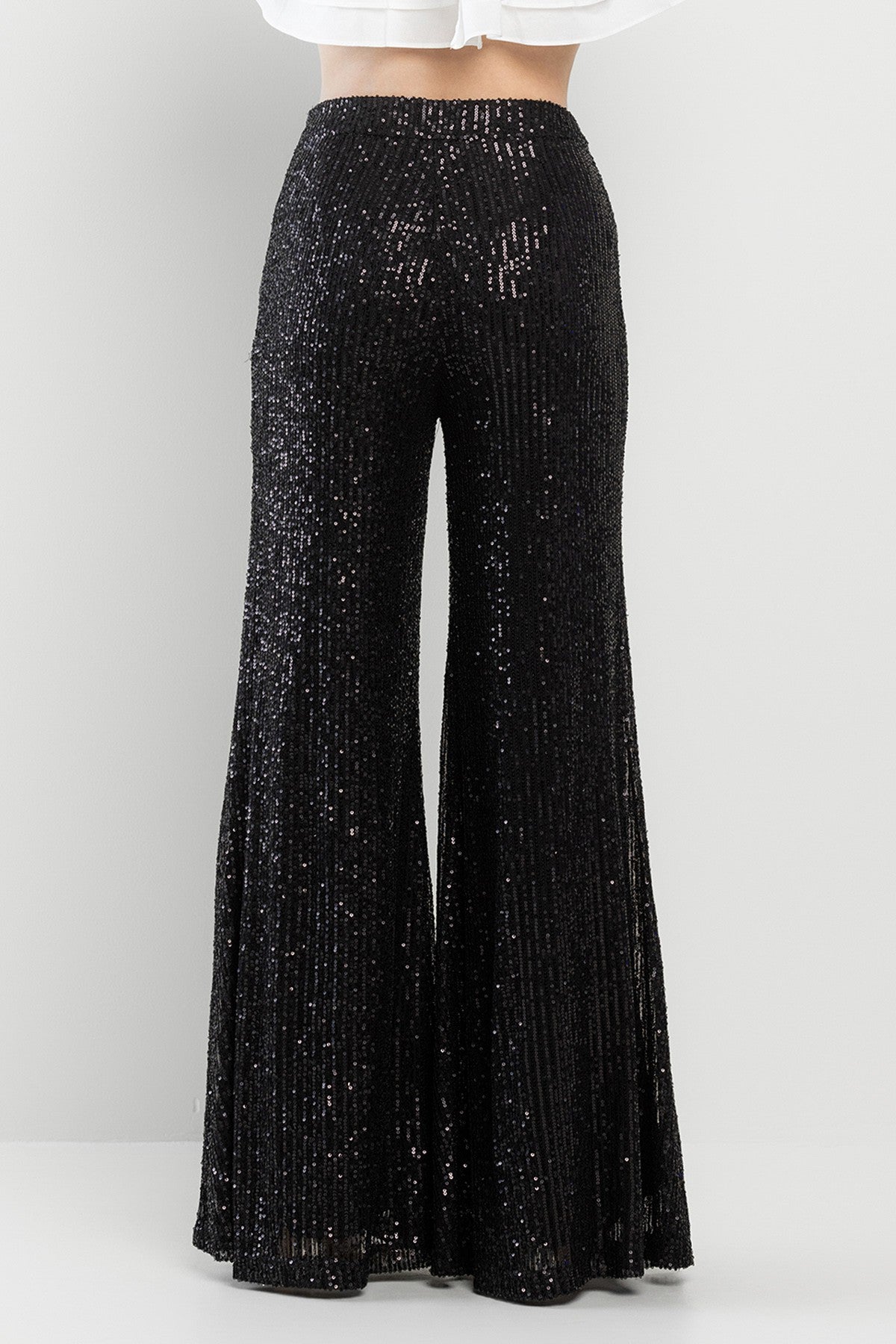 Modern Sequin High Waist Gold Wide Leg Glitter Pants